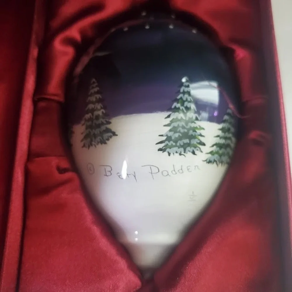 Ne'Qwa Art Bless This House Reverse Painted Glass Ornament Betty Padden Boxed